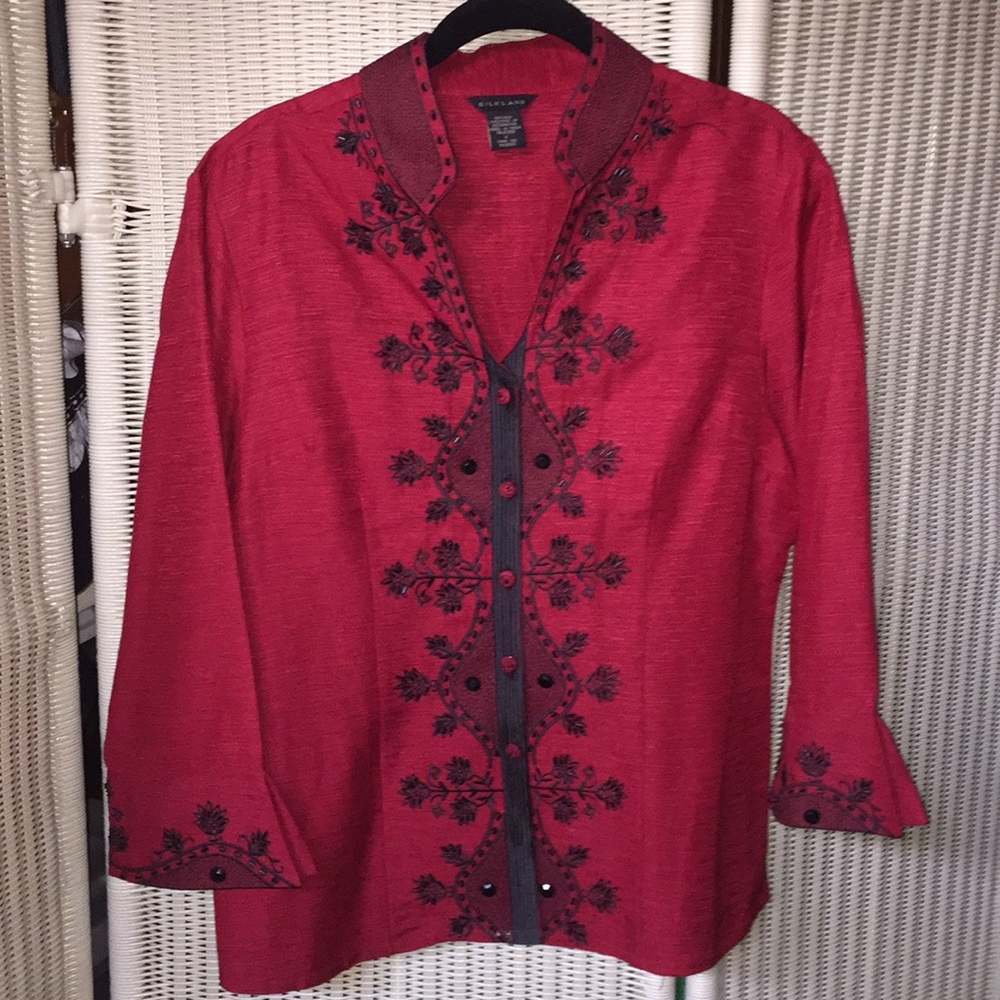 Silk Embroidered and Beaded Asian Inspired Top